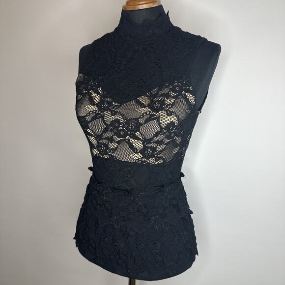 Vintage Y2k Nightcap Rare Black Lace Mock Neck Tank Top Sz 2 Small Whimsigoth - Picture 4 of 16